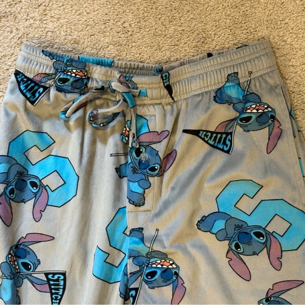 Lilo & Stitch Pajama Set Soft Gray and Blue Bittoms and Cotton T-shirt Size XL